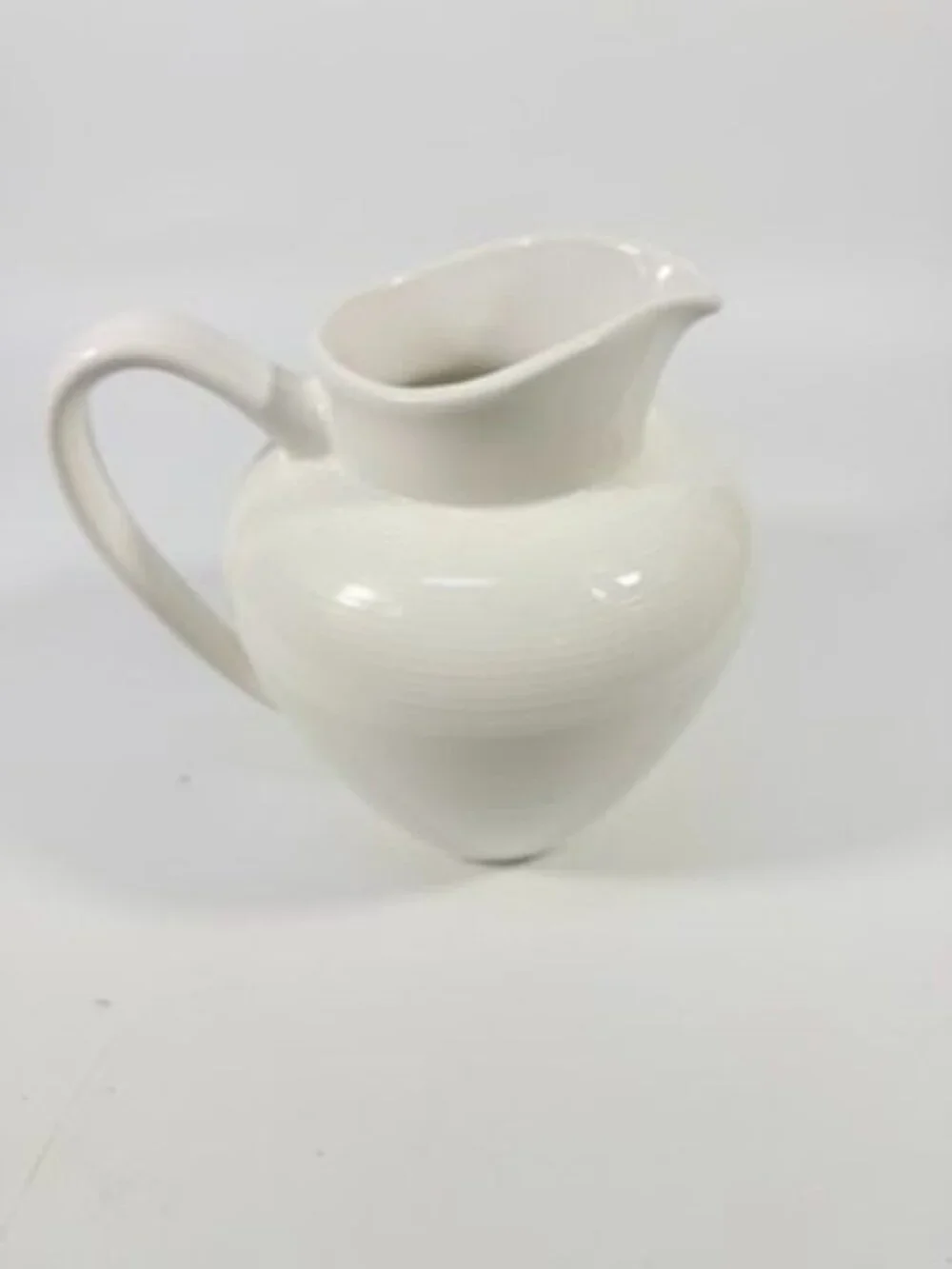 Ironstone Ceramic Pitcher White Ribbed Beehive Fapor Portugal Textured Stoneware - Picture 3 of 16